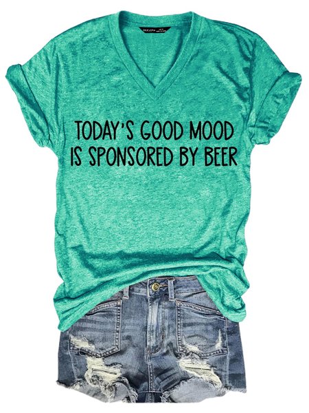 

Today 's Good Mood Is Sponsored By Beer Women's T-Shirt, Grass green, T-shirts