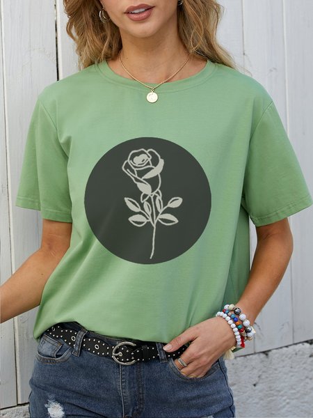 

Rose Geometric Women Tshirt, Army green, T-shirts