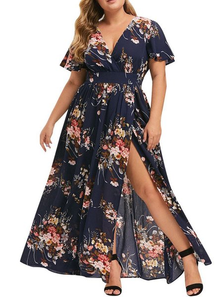 

A-Line Floral Short Sleeve Vintage Dresses, Purplish blue, Floral Dresses