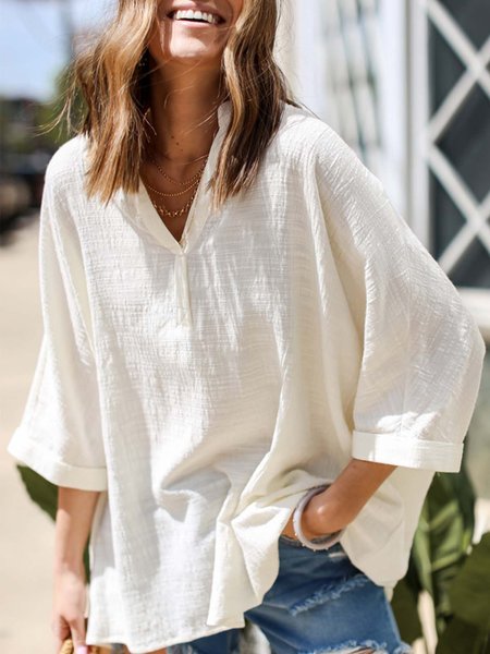 

Vintage Scollo a V Spalla Nuda Camicie & Top, Bianco, Blouses & Shirts