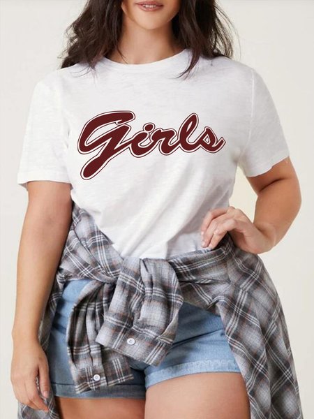

Girls Women T-Shirt Plus Size, White, Plus Size T-shirts