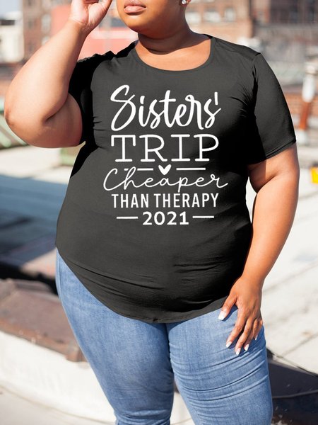 

Sister's Trip Cheaper Than Therapy Women's Plus Size T-Shirt, Black, Plus Size T-shirts