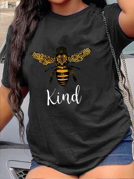 

Be kind Cotton Casual Short Sleeve Shirts & Tops&Plus size, Black, Plus Size T-shirts
