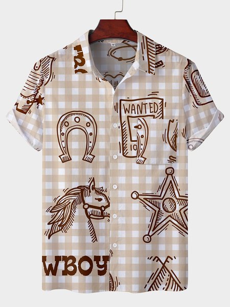 

Shirt Collar Shirts & Tops, Brown, Men's Floral shirt