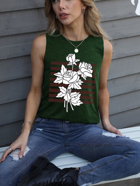 

Rose Sketch Vests, Dark green, Tank Tops