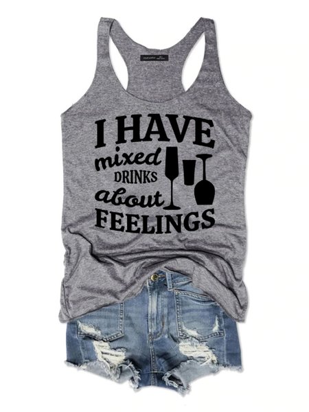 

I Have Mixed Drinks About Feelings Women's Sleeveless T-Shirt, Grey, T-shirts
