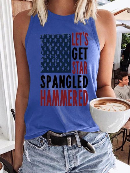 

American Flag Let's Get Star Spangled Hammered Tank, Light blue, Tank Tops