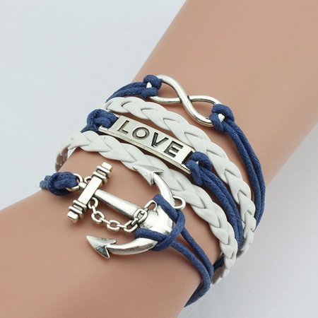 

Anchor Love infinite multilayer wax rope bracelet, Blue, Bracelets