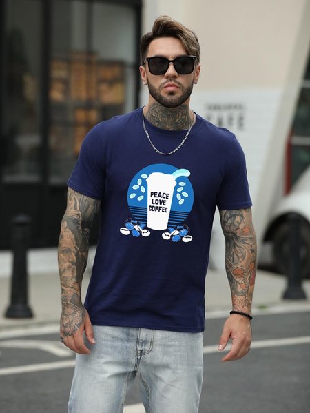 

Peace Love Coffee Men's T-shirt, Deep blue, Tops