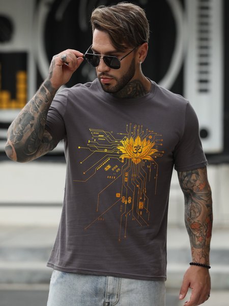 

support life Crew Neck Casual Shirts & Tops, Deep gray, T-shirts