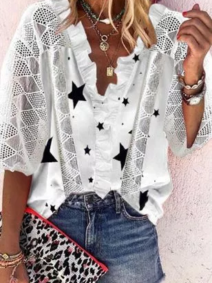

Shift Short Sleeve Casual Shirts & Tops, White, Tops