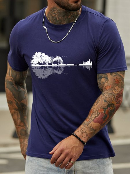 

Nature Guitar Cotton-Blend Casual Shirts & Tops, Deep blue, T-shirts