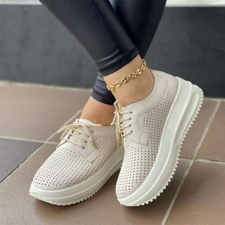 

Pu Block Heel Sneakers, Cream, Sneakers