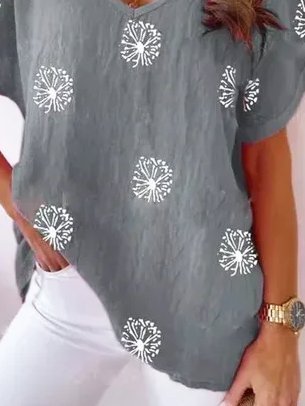 

Cotton V Neck Short Sleeve Shirts & Tops, Gray, Tees & T-shirts