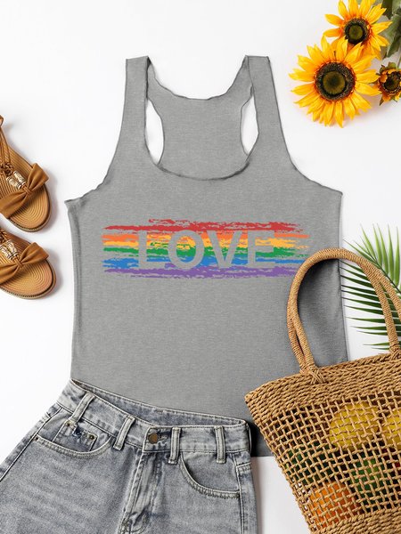 

Rainbow Love Tank, Gray, Tank Tops