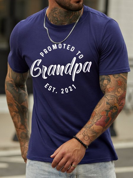

Promoted to Grandpa Crew Neck Casual Shirts & Tops, Deep blue, T-shirts