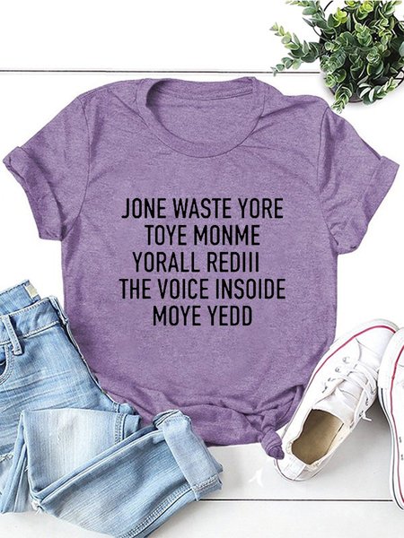 

Jone Waste Your Toye Monme Cotton Short Sleeve Shirts & Tops, Purple, T-shirts