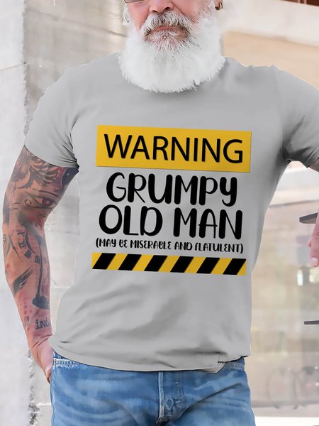 

Warning Grumpy Old Man Graphic Tee, Deep gray, Tops