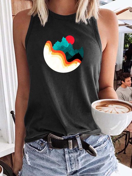 

Landscape print Tank Top, Black, Tank Tops
