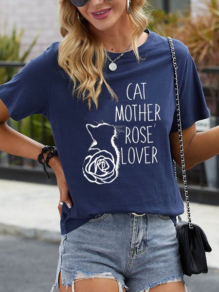 

Cat Mother Rose Lover Women Tshirt, Deep blue, T-shirts