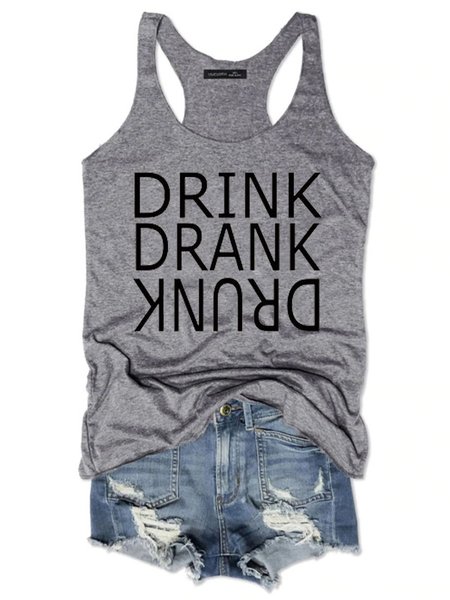 

Drink Drank Drunk Women's Sleeveless Shirt, Grey, Tank Tops