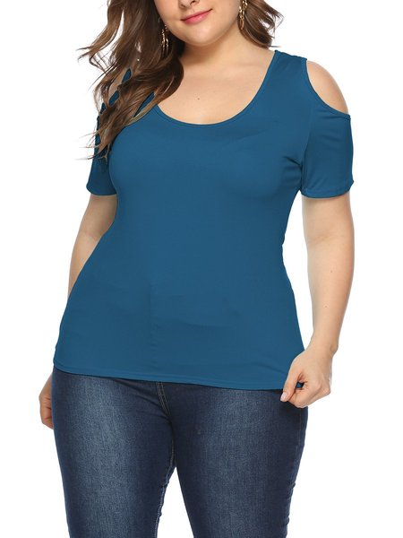 

A-Line Plain Crew Neck Casual Shirts & Tops, Darkgreen, T-Shirts