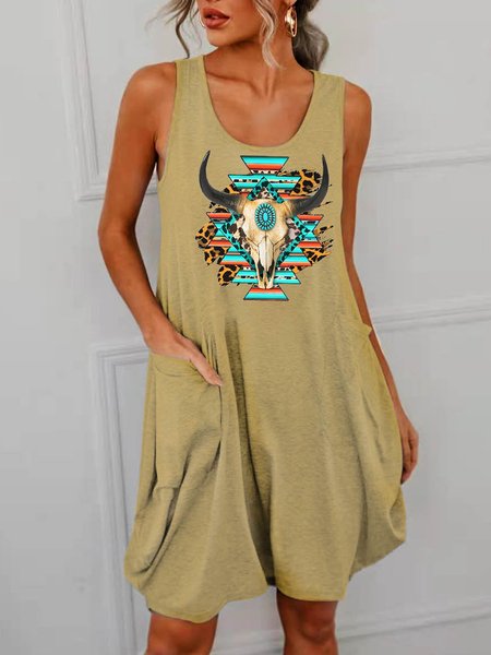Aztec print Casual Cotton-Blend Dresses, Kakashi, Dresses