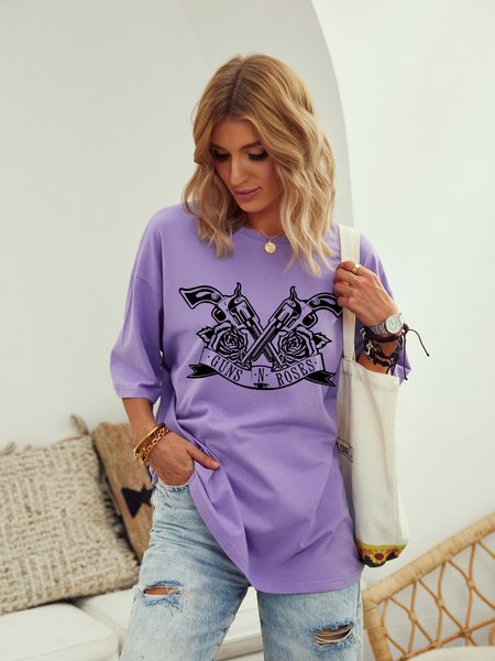 

Guns N Roses Oversized Tee, Purple, T-shirts