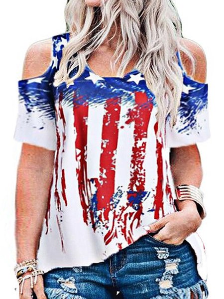 

Crew Neck Short Sleeve Shirts & Tops, Red, T-Shirts