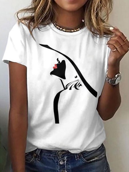 

Crew Neck Short Sleeve Shirts & Tops, White, T-Shirts