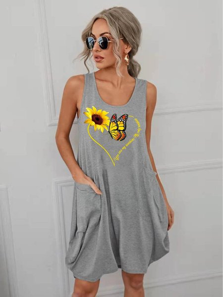 

You Are My Sunshine Women's Sleeveless Knitting Dress, Grey, Dresses