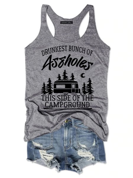 

Drunkest Bunch of Assholes This Side of the Campground Women's Sleeveless Shirt, Grey, Tank Tops