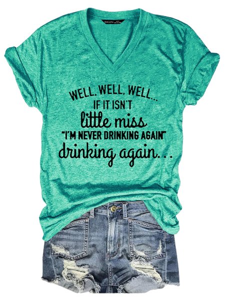 

I AM Never Drinking Again T Shirt Women Funny Drinking Saying Tee, Grass green, T-shirts