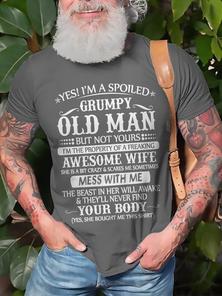 

Yes, I'm A Spoiled Grumpy Old Man Graphic Tee, Deep gray, Tops