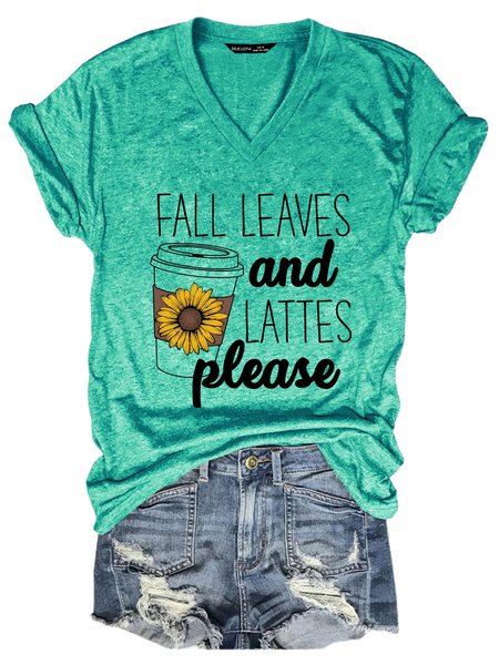 

Fall Leaves And Lattes Please Women T-Shirt, Grass green, T-shirts