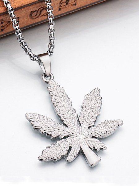 

Hip Hop Maple Leaf Necklaces, Silver, Men Necklaces