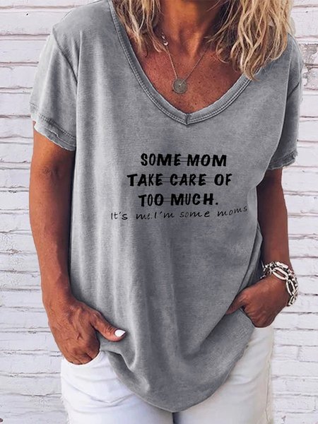 

Funny Word Casual Short Sleeve V Neck Shirts & Tops, Gray, T-shirts
