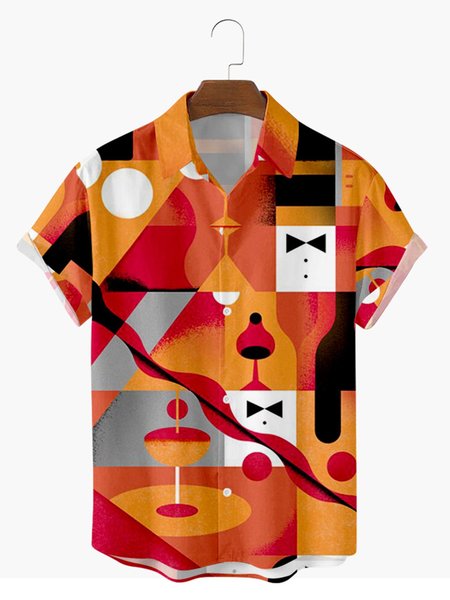 

Geometric Holiday Shirts & Tops, Orange, Men's Floral shirt