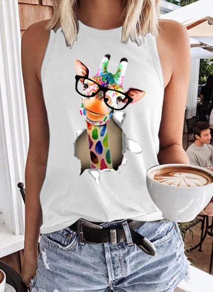 

Giraffe Women Vests, White, Tank Tops