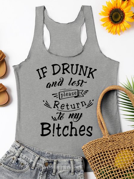 

If Lost And Drunk Please Return to My B!tches Crew Neck Sleeveless Vests, Gray, Tank Tops