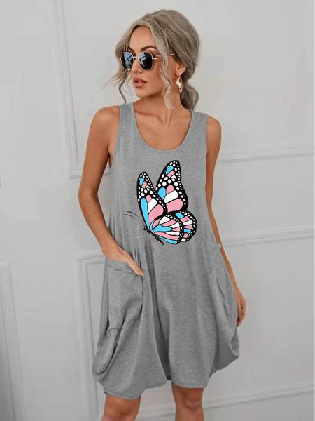 

Funny Butterfly Women's Dresses, Grey, Casual Dress