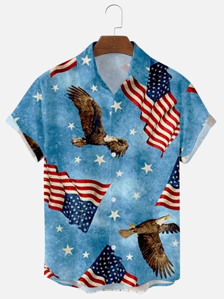 

Men's printed casual fashion shirt, Blue, Men's Floral shirt