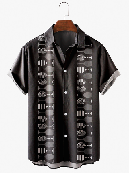 

Shirt Collar Striped Shirts & Tops, Black, Men's shirts