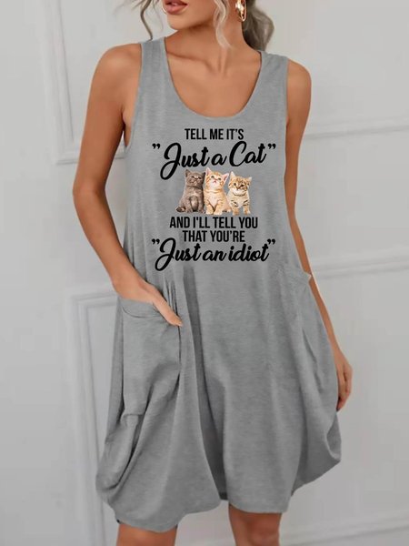 

Tell Me It's Just A Cat Graphic Tee, Light gray, Dresses