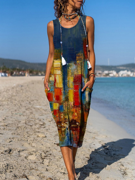 

Senza Maniche Gonna Casuale, Come immagine, Midi Dresses
