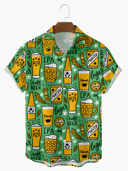 

Shirt Collar Vintage Shirts & Tops, Green, Men's Floral shirt