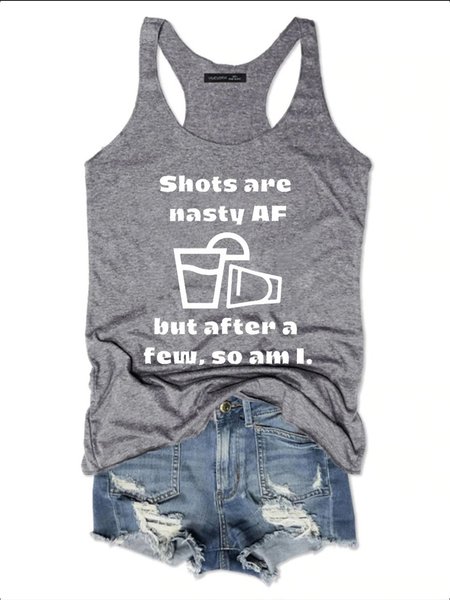 

Shots Are Nasty AF Women Vests, Gray, Tank Tops