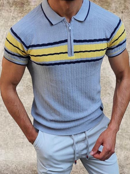 

Men's retro classic durable and comfortable stretch stretch polo shirt, Lightblue, Men's Floral shirt