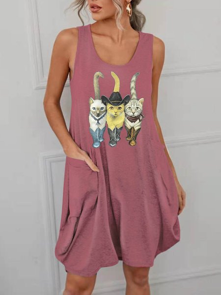 

Western Cat Short Sleeve Crew Neck Dresses, Wine red, Dresses