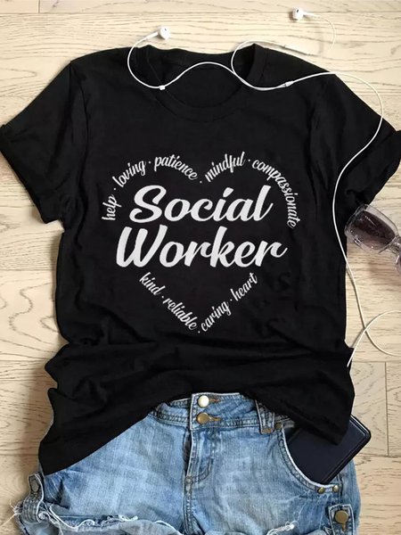 

Social worker Casual Short Sleeve Shirts & Tops, Black, T-shirts